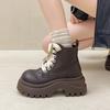 Fashion versatile retro British style platform Martin boots women's 2025 autumn and winter new contrasting color lace-up American round boots