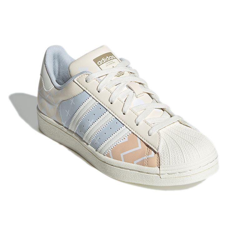 Adidas Originals Superstar Series Leather Slip-Resistant Durable Lightweight Low-Top Skate Shoes Women sneaker Light-Blue GW3310
