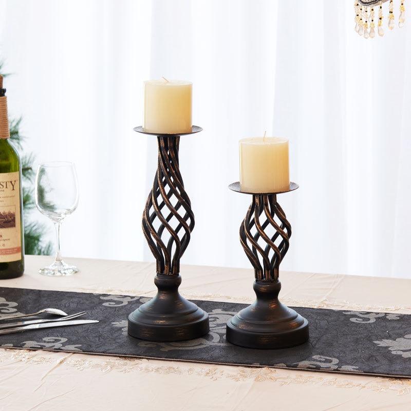 American Retro Candlestick Ornament Hollowed Out Black Valentine's Day Table Wedding Candlelight Dinner Prop Decoration Cup