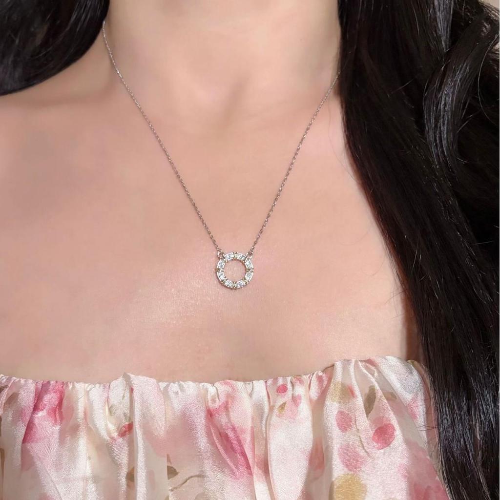 Luxury Two-Tone X Row Moissanite Necklace: S925 Sterling Silver & Diamond Pendant for Women