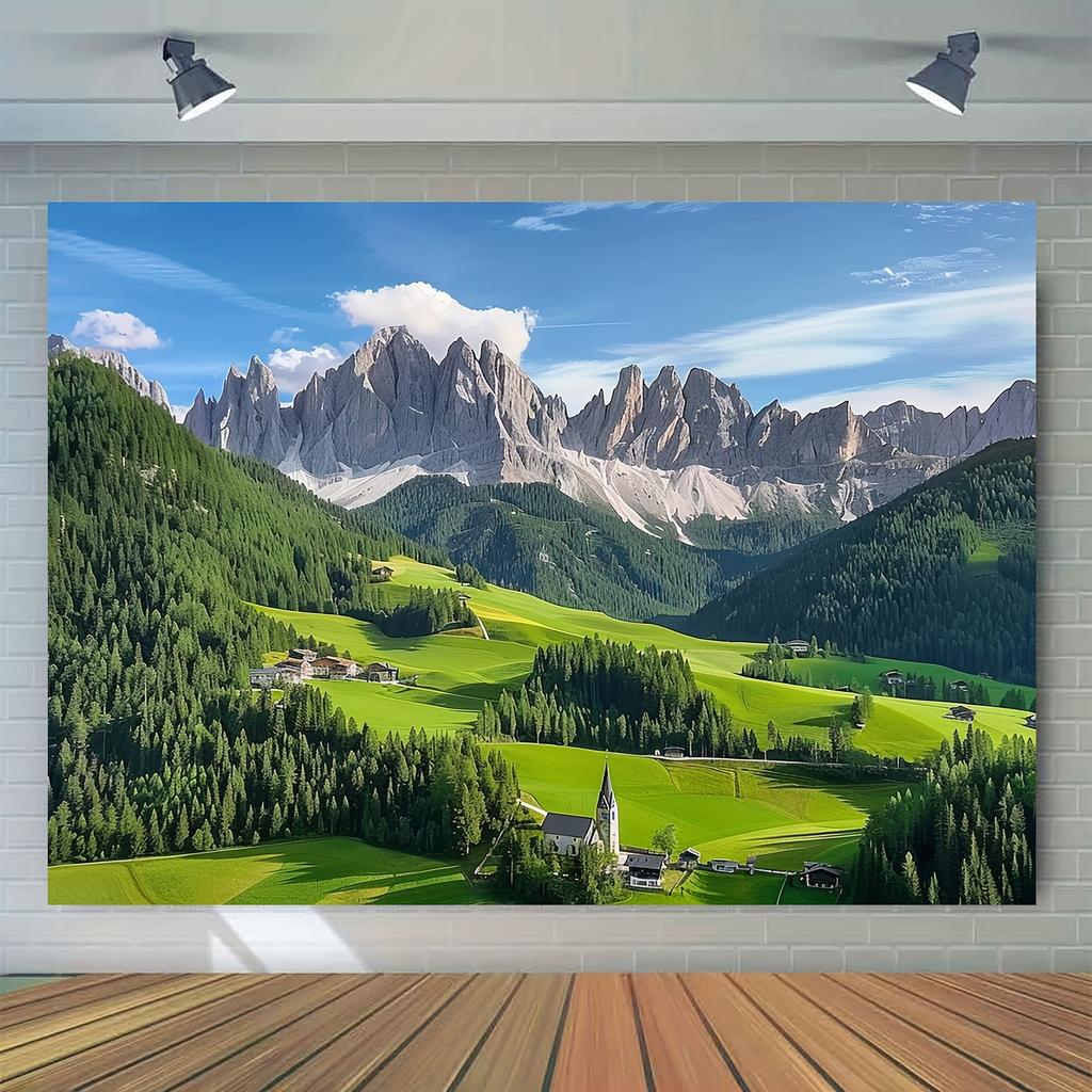 Swiss Alps and Dolomites Landscape Background cloth - polyester, no power required, ideal for photography, video and party use