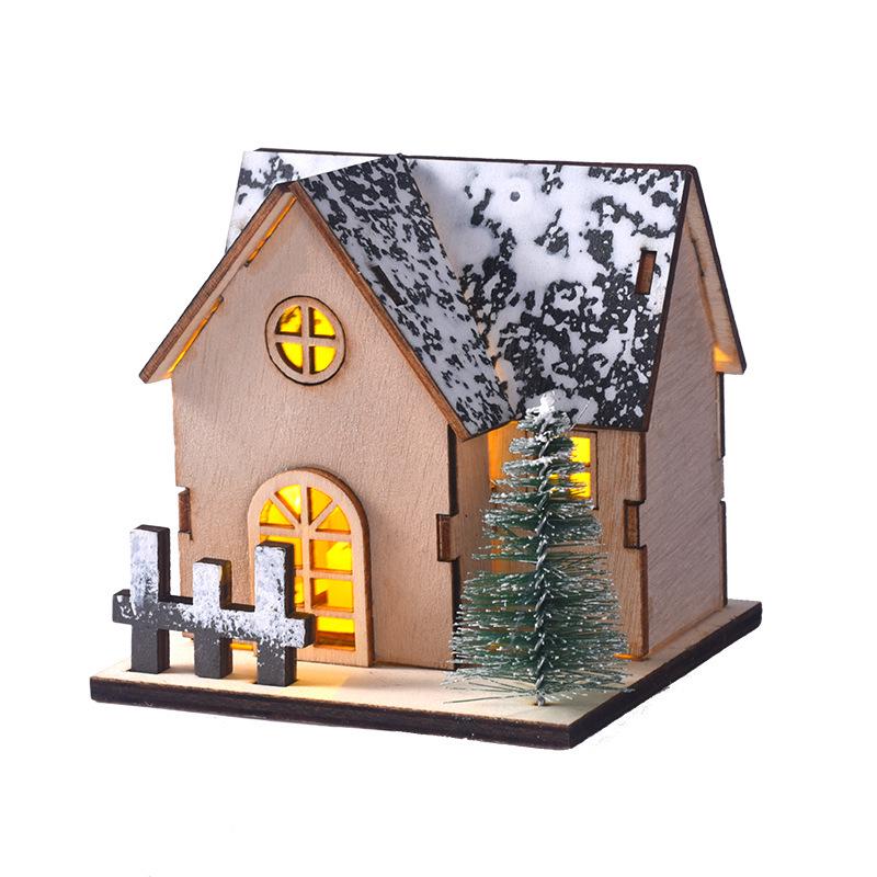 Nordisk Stil Lysende Træ Julebordplade Hus Ornamenter