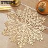 12pcs Solid Color Snowflake Shape Set Table Mats Coasters Washable Easy To Clean Wipeable Non-slip Heat Resistant Table Mats