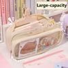 Double Layer Pen Bag Large-capacity Stationery Organizer Portable Pencil Case  Students