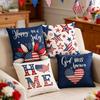 Independence Day Decorative Throw Pillow Cover 45x45cm American Flag Sunflower Print Square Cushion Case for Sofa Home Holiday Decoration