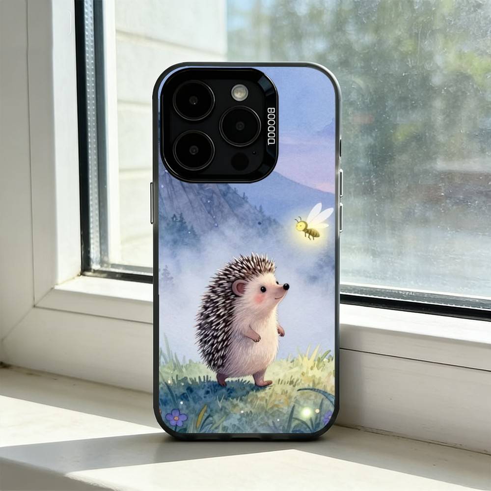 

B-Bright Hedgehog In The Fog Phone Case For iPhone 17,16,15,14,13,12,11 Plus,Pro Max,XS,Colored Silver Plated Inside Cover iPhone14Plus