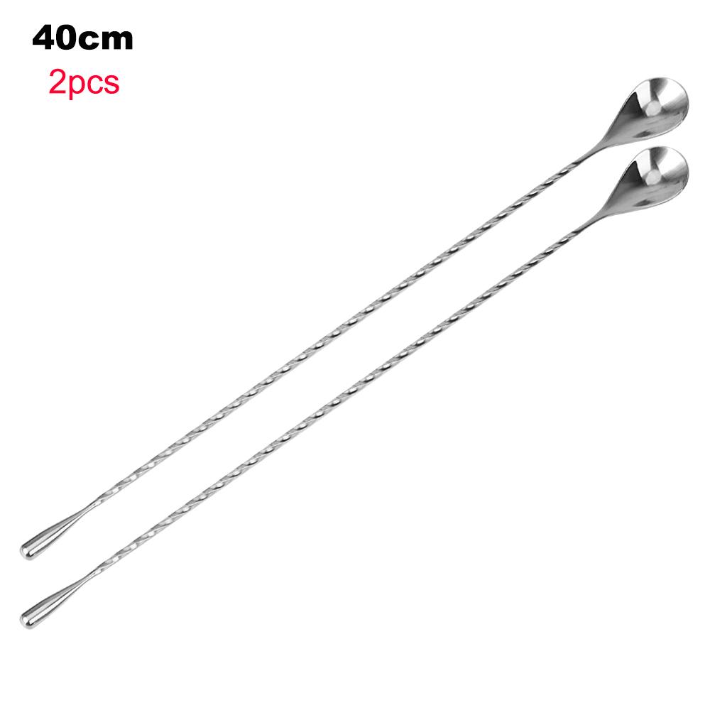 HILIFE 30/40cm Stainless Steel Stir Bar Spoon Mixing Ounces Cocktail Spoon Spiral Pattern Bartender Tools Teadrop Spoon Bar Tool