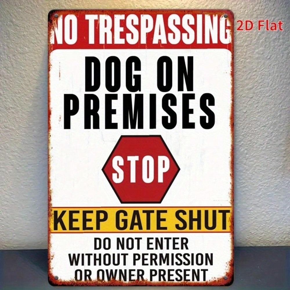 Planetjuice Security Dog On Premises Metal Warning Sign Home Yard Farm Safety Decor Plaque 20X30CM
