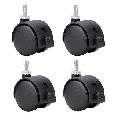 4 ruedas giratorias de plástico de nailon de 1,5 pulgadas con frenos, diámetro del vástago de 5/16 pulgadas para silla de oficina, silla de juego, estante de cocina, sofá