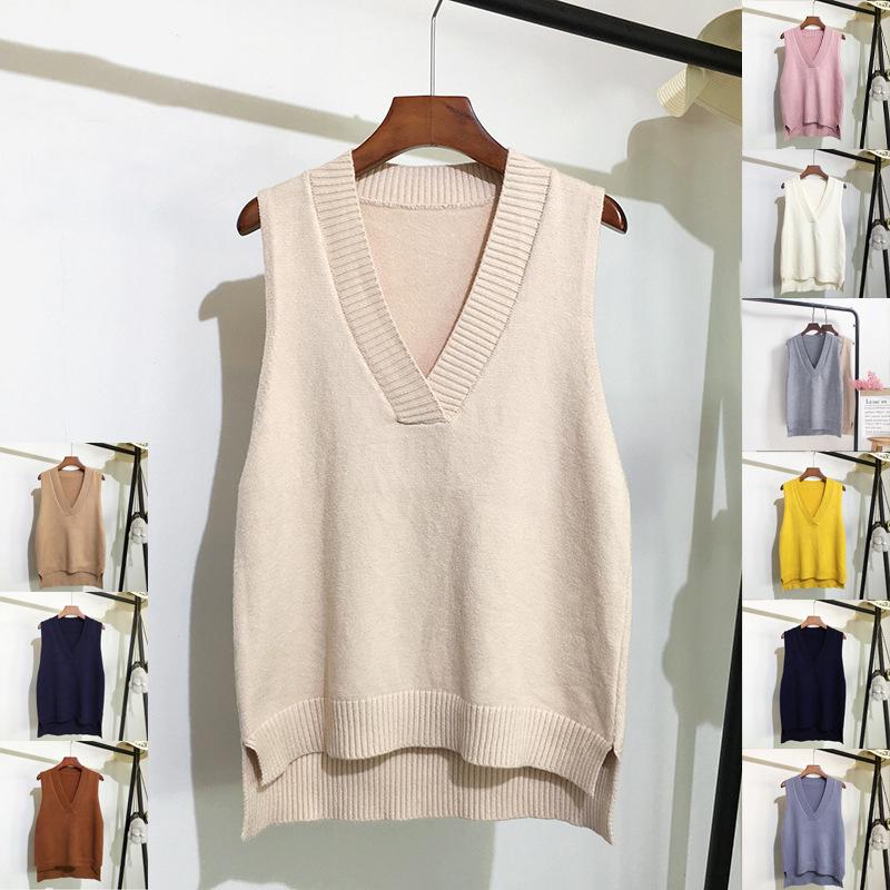 Buy Vneck Knitted Vest Womens Sweater Autumn and Winter Loose Pullover