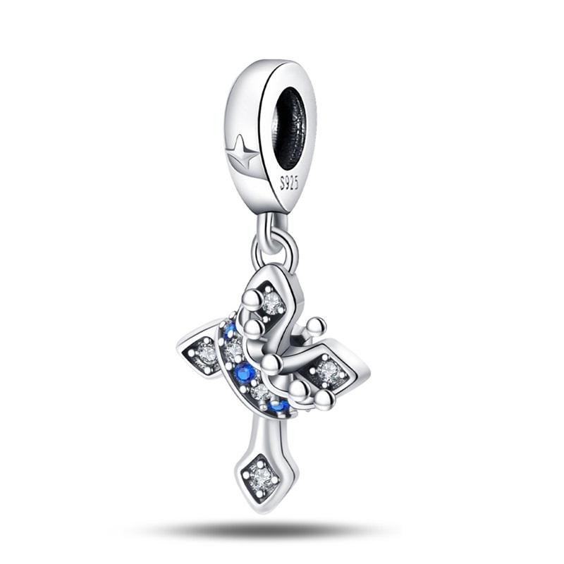 Classic Copper Holy Angel Cross Charms Beads Pendants For Women Fit Qikaola Original Bracelets Diy Jewelry Gift