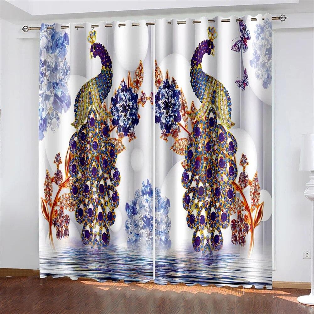Green Peacock Luxury Curtains For Living Room On Sale Window Curtains The Bedroom Modern Curtains 260 High Drapes