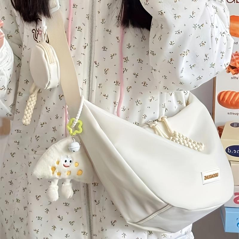 Маленькая повседневная сумка кроссбоди студенческая сумка через плечо для поездок на работу с карманом для наушников и монет белый 913₽