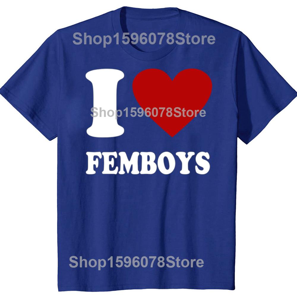 Vtipná červená srdce Miluji femboye Grafická trička Pánská Dámská Bavlna Humor Streetwear Tričko Krátký rukáv Unisex Volné oblečení