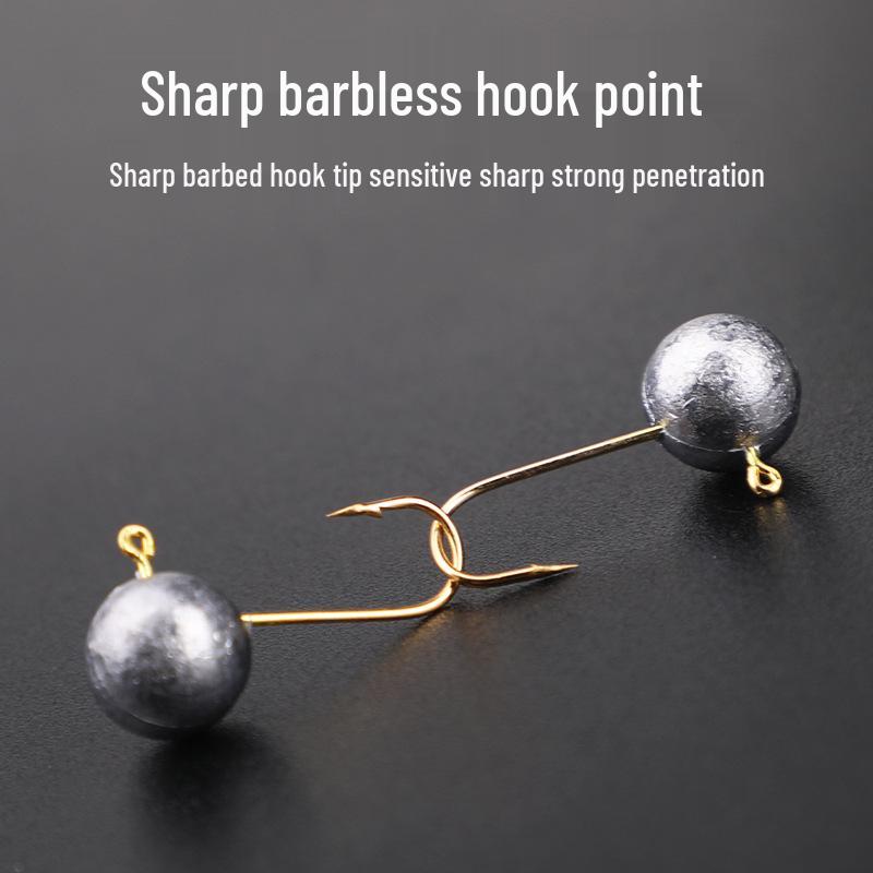 Glow-in-the-Dark Fish Eye Lead Head Hook: Small Gold, Reinforced, Anti-Snag for Freshwater & Saltwater Fishing Lures