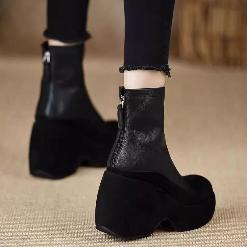 Fashion High Heels Women Ankle Boots Platform Fashion Shoes Casual Cozy Woman Boots 2025 Winter Designer Goth Chelsea Botas Femme Shoes