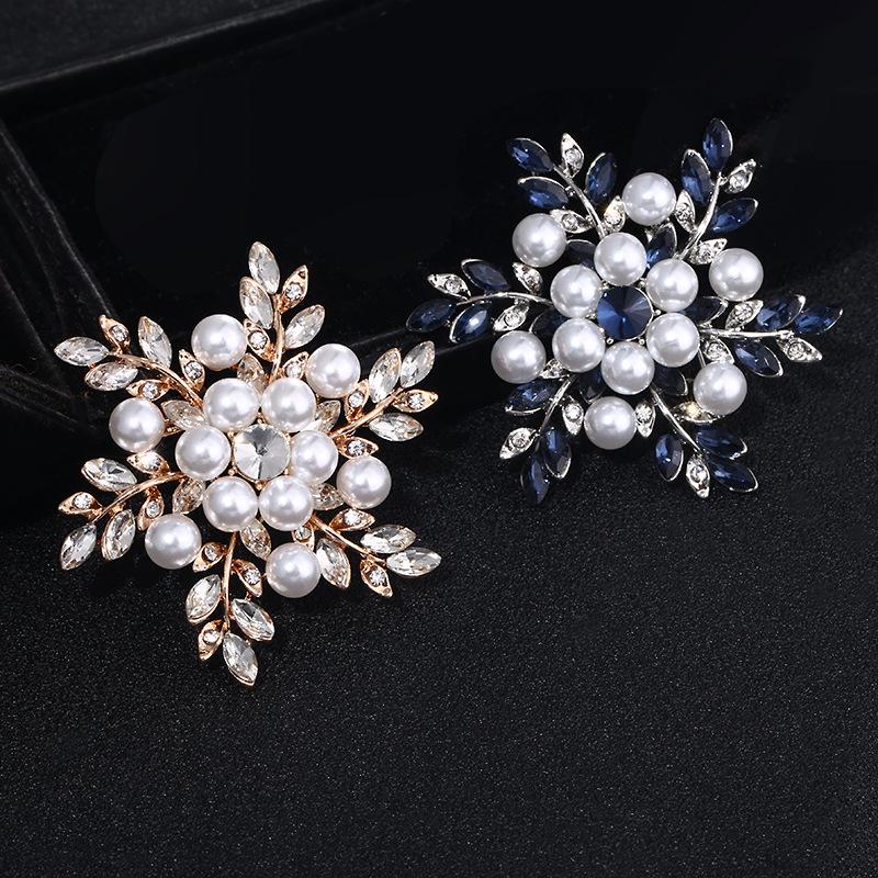 

Diamond Snowflake Brooch: Elegant Women s Pearl Corsage Pin - Unique High-End Design.