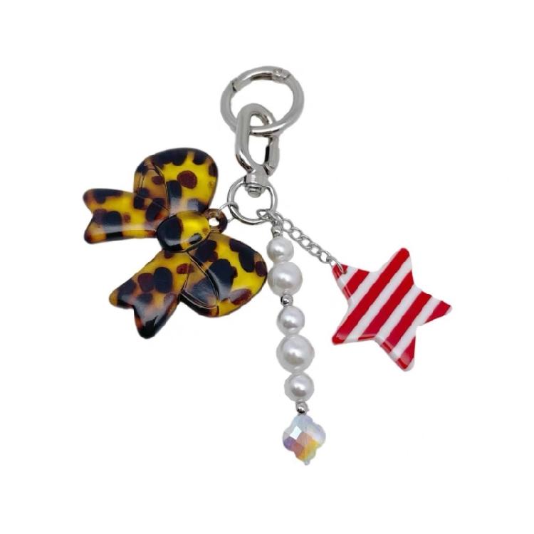 Lightweight Bowknot Charm Keychain For Handbags User Friendly Acrylic Alloy Gift For Birthdays And Special Event