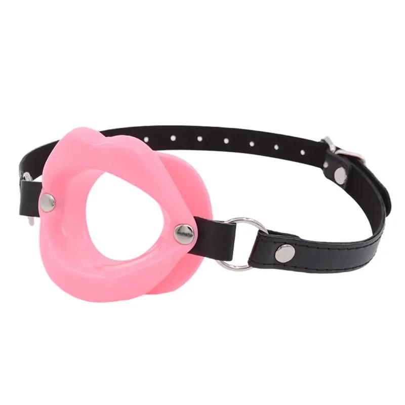 Reusable Silicone O Ring Mouth Gag, Lips Shape Open Mouth Restraint for Couples, Soft BDSM Bondage Adult Toy