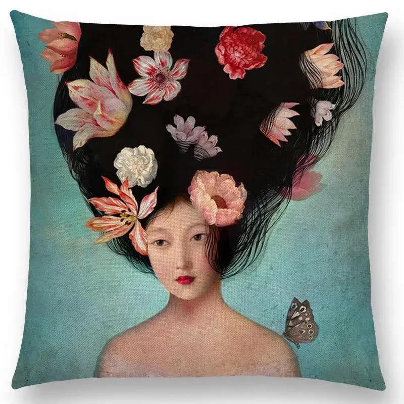Neu Elegante Dame Liebliches Mädchen Shakespeare Stücke Fantasy Malerei Herz Frei Wunsch Meer Kissenbezug Sofa Wurfkissenbezug