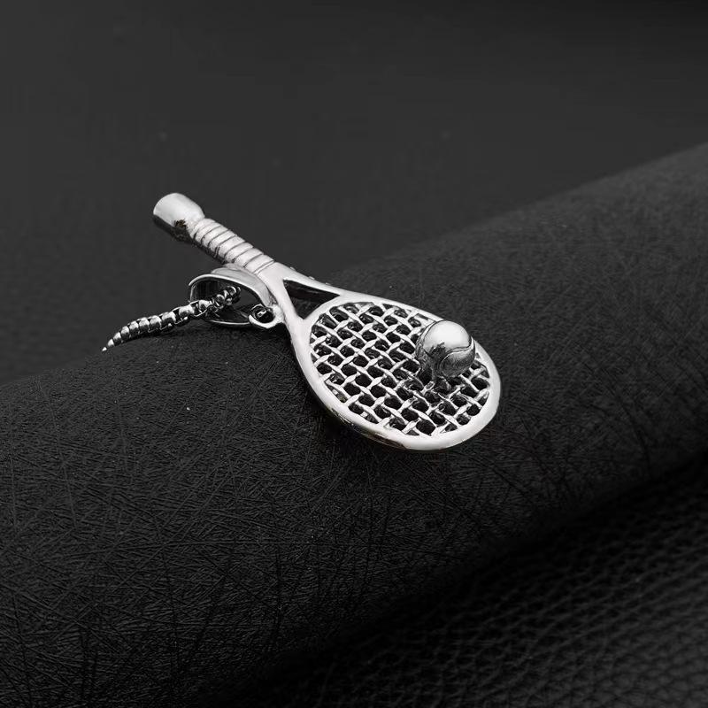 New Badminton Racket Trendy Hip-hop Tennis Racket Accessories Necklace Pendant