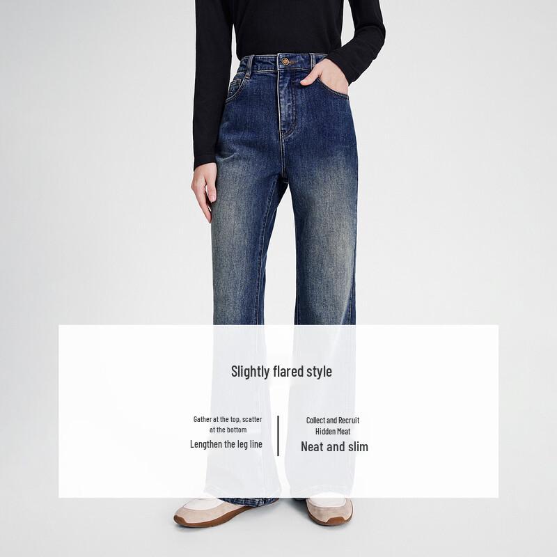 Navigare Women's Vintage Micro-Flare Fleece-Lined Jeans