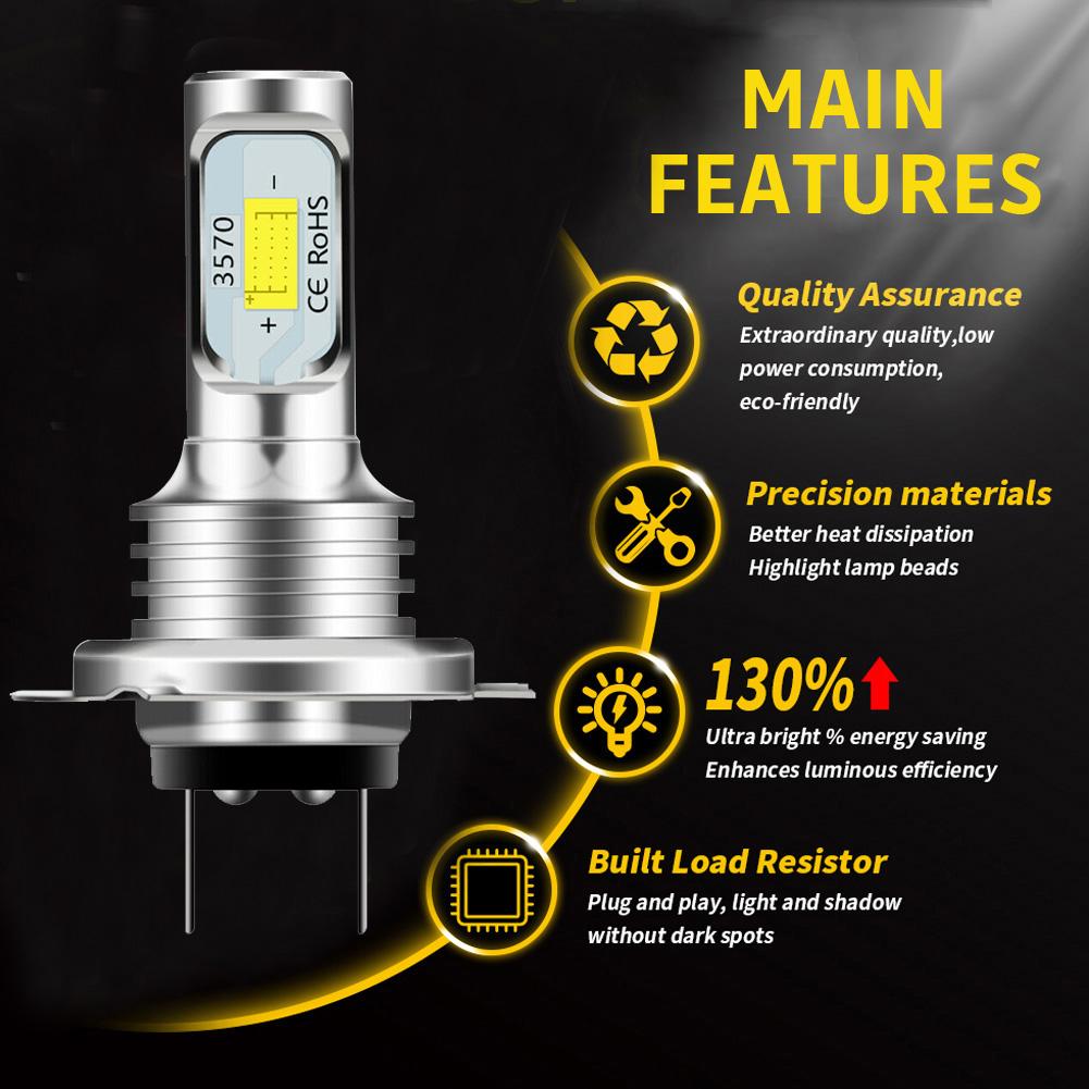 2Pcs H7 led bulbs Headlight Kit 80W 10000LM Hi Or Lo Beam Bulbs 6000K White IP68 Waterproof Canbus Light bulbs on cars accessory
