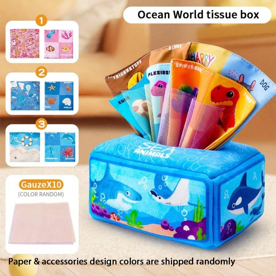 Baby Tissue Box Toys Montessori Toys Suitable For 6 To 12 Months Old Baby Soft Pleated Baby Sensory Toys