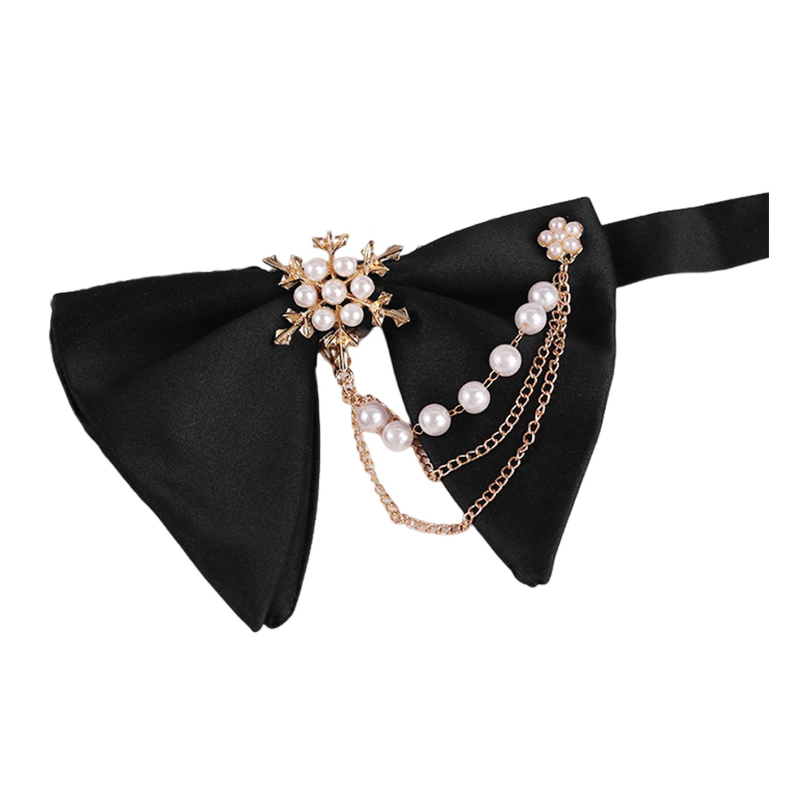 

Мужской элегантный черный галстук-бабочка большого размера с жемчужной цепочкой, регулируемый, предварительно завязанный галстук-бабочка в форме рога, галстук для смокинга, для свадебной вечеринки 2