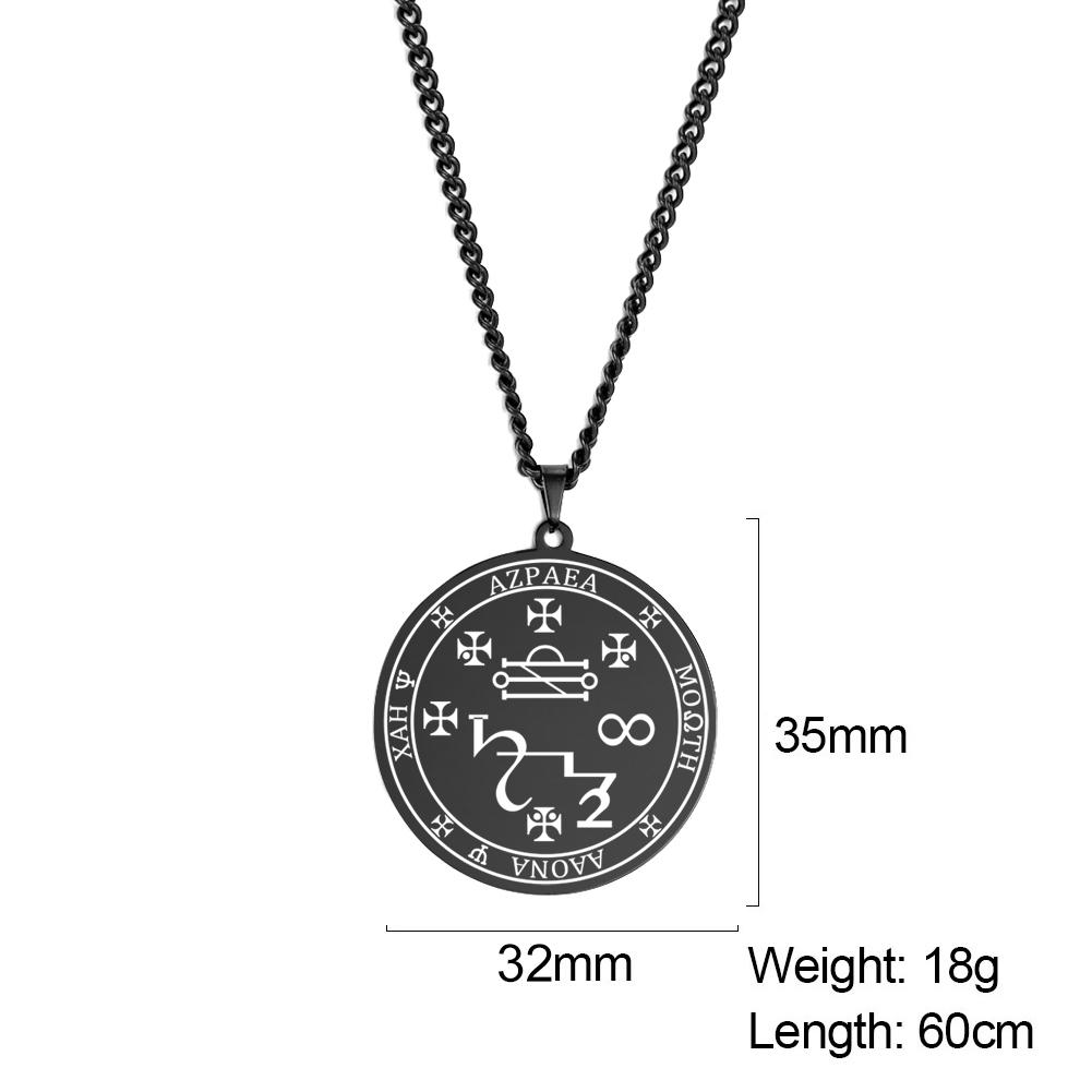 Dawapara Erzengel Azrael Siegel Salomos Engel des Todes Kabbala Amulett Anhänger Halskette Edelstahl Schmuck