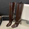 Winter Street Style Square Heels Women Knee-High Boots Fashion Cool Long Modern Booties Designer Shoes  De Mujer