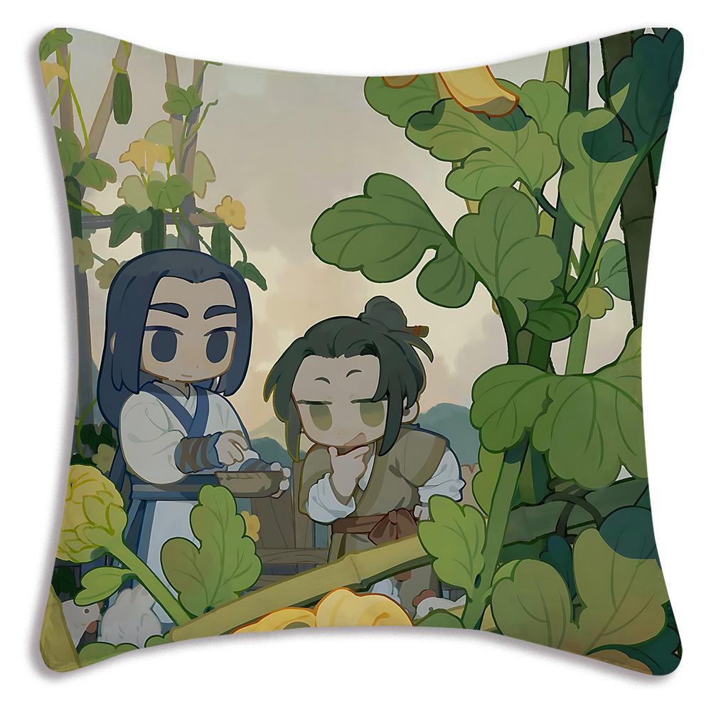 Cartoon luo xiaohei cat Pillow Covers Cartoon Sofa Decorative Home Double-sided Printing Short Plush Cute Cushion Cover