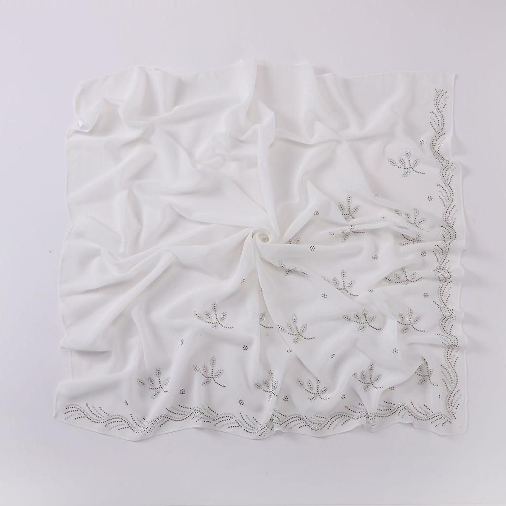 90Cm New Chiffon Hijab With Rhinestones Diamonds Scarf Shawls Solid Headscarf Wraps Ramadan Eid Hijabs Glitter Headband Turban