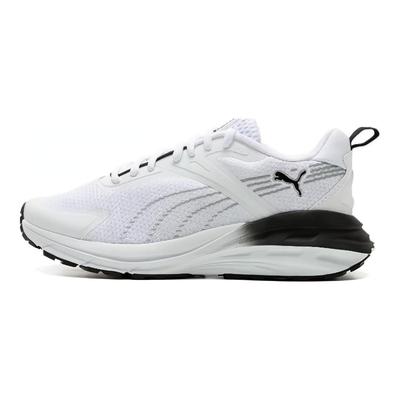 Lace-up Round Toe Flat Sole Rubber Breathable Low Running Shoes Unisex White Black 395235-03