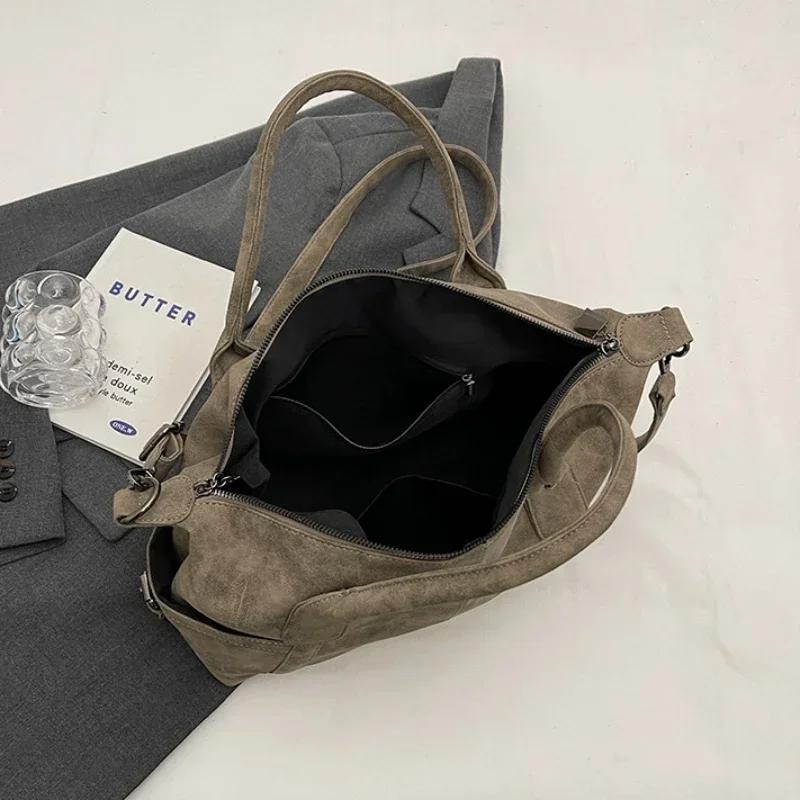 Women's Retro Frosted Crossbody Bag Handbag Large Capacity Casual Versatile Commuting Bag Shoulder Bag Multi-functional Tote Bag For Outdoor Commuting
