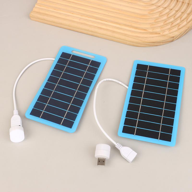 2W 5V Solar Panel With Light Usb Waterproof Outdoor Hiking Camping Portable Battery Mobile Phone Charging Bank Charging Panel