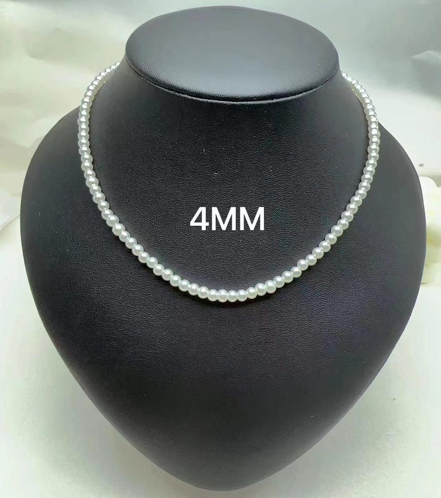 French Light Luxury Small Fragrance Basic Textured High-Quality Glass Pearl Necklace Collarbone Chain Women'S Neck Chain Simple