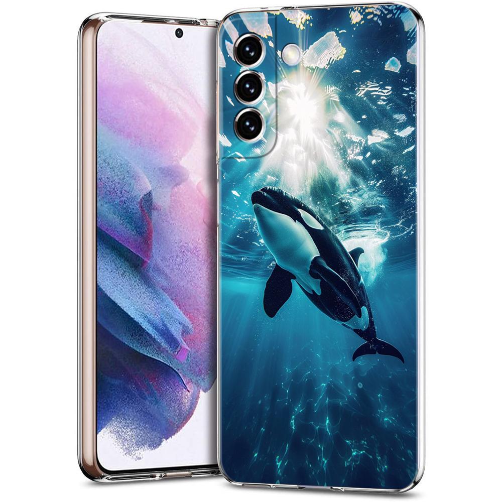 Phone Case For Samsung Galaxy S24 Ultra S23 FE S22 S20 S21 5G S10 S9 Plus S10E S8 Clear Orca ocean lovely killer whale Cover