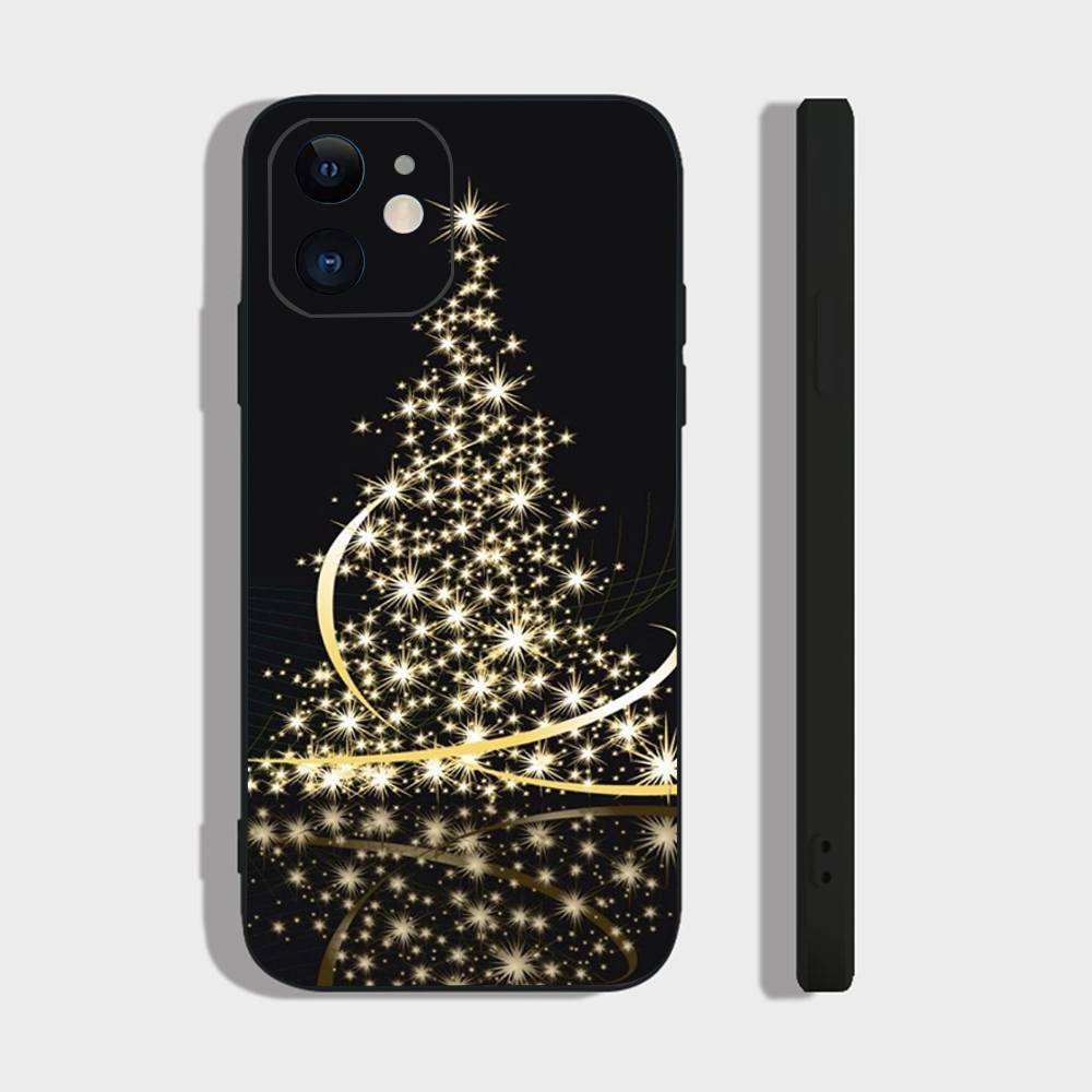 Merry Christmas Tree Phone Case For IPhone 17 Air 16 15 14 13 Pro Max 11 12 Black Silicone Cover