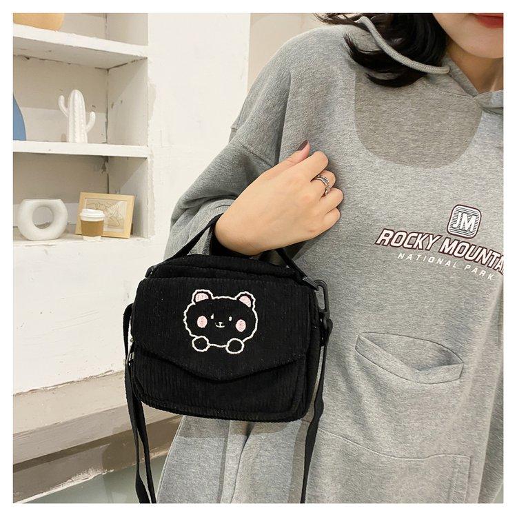 Hotest Women Canvas Zipper Bag Preppy Style Student Tote Shoulder Messenger Bag Small Corduroy Bag Satchel Travel Purse Handbag