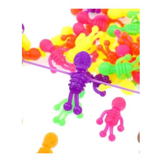 [Good in three directions] Set of 100 Stress Relief Toys 3cm x 4cm Skeleton Telescopic Figures Soft Squishy Kids Present Transparent Toy Relaxing