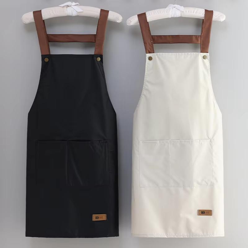 Kitchen Waterproof and Oil Resistant Apron for Men and Women Cooking, Solid Color Simple Hotel Work Clothes