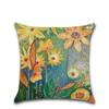 Plants Leaf Sunflower Cushion Cover Linen Decorative Home Sofa Square Pillow Case For Couch Farmhouse Decoration 45X45Cm