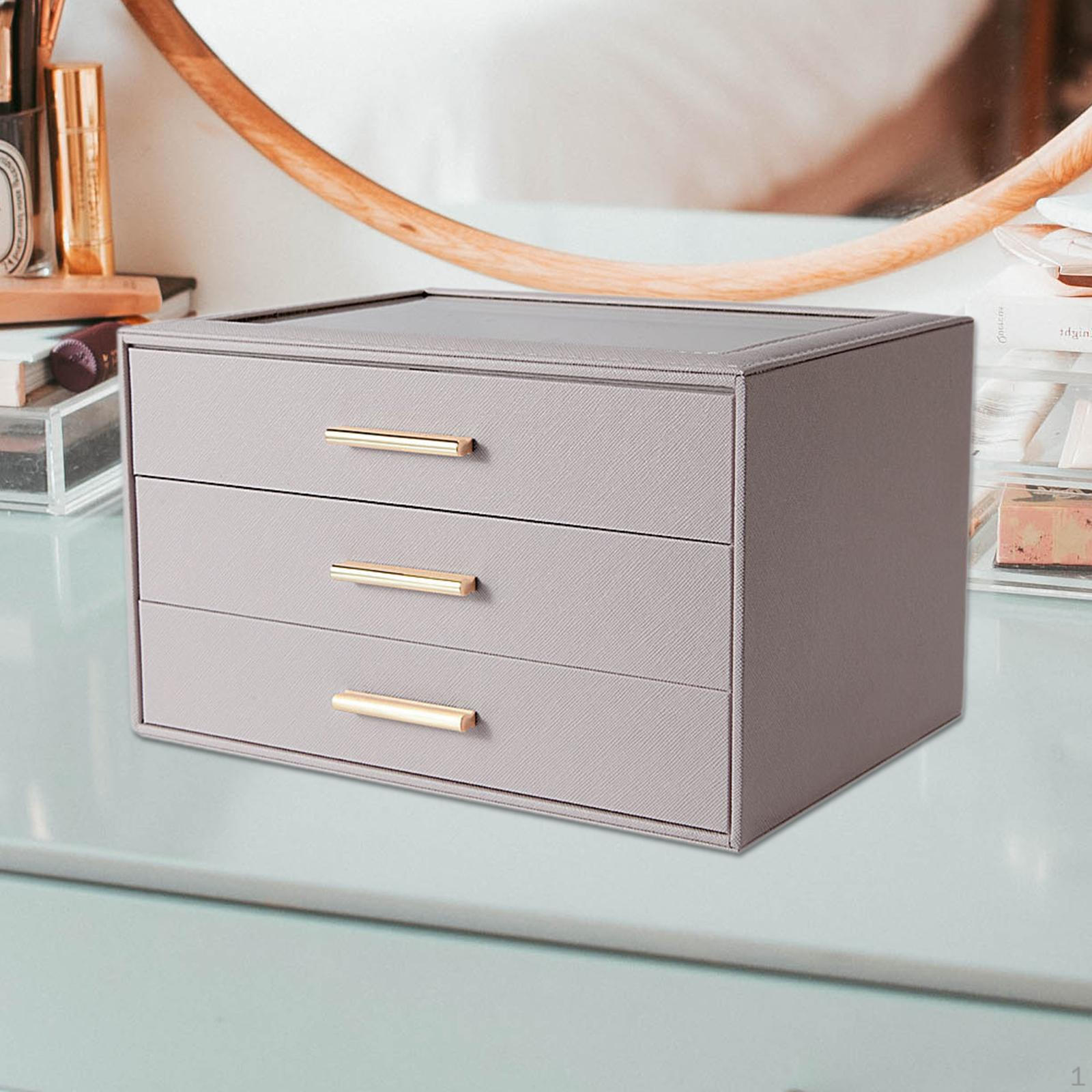 3-ярусный органайзер для украшений с ящиками, кейс для хранения, дорожная коробка gray silver