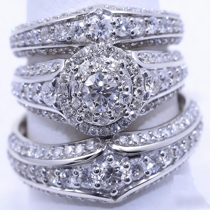 s/set Luxury Unique Design Synthetic Zirconia Silvery Rings for Women Fashion Elegant Wedding Anniversary Jewelry Accessories