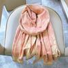 Cute and Cute Girl Imitation Cashmere Scarf for Women's High-end Pink Camellia Thickened Double-sided Scarf Shawl