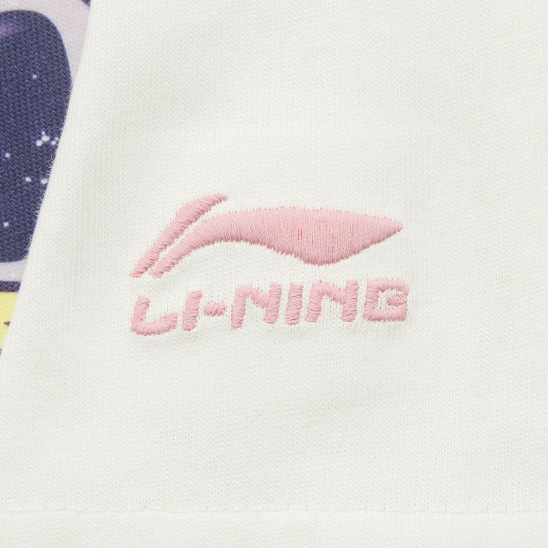 Li Ning X Disney Collaboration Versatile Breathable Loose Soft Comfortable Short Sleeve T-Shirt Women Tops Off-White AHSUA82-5