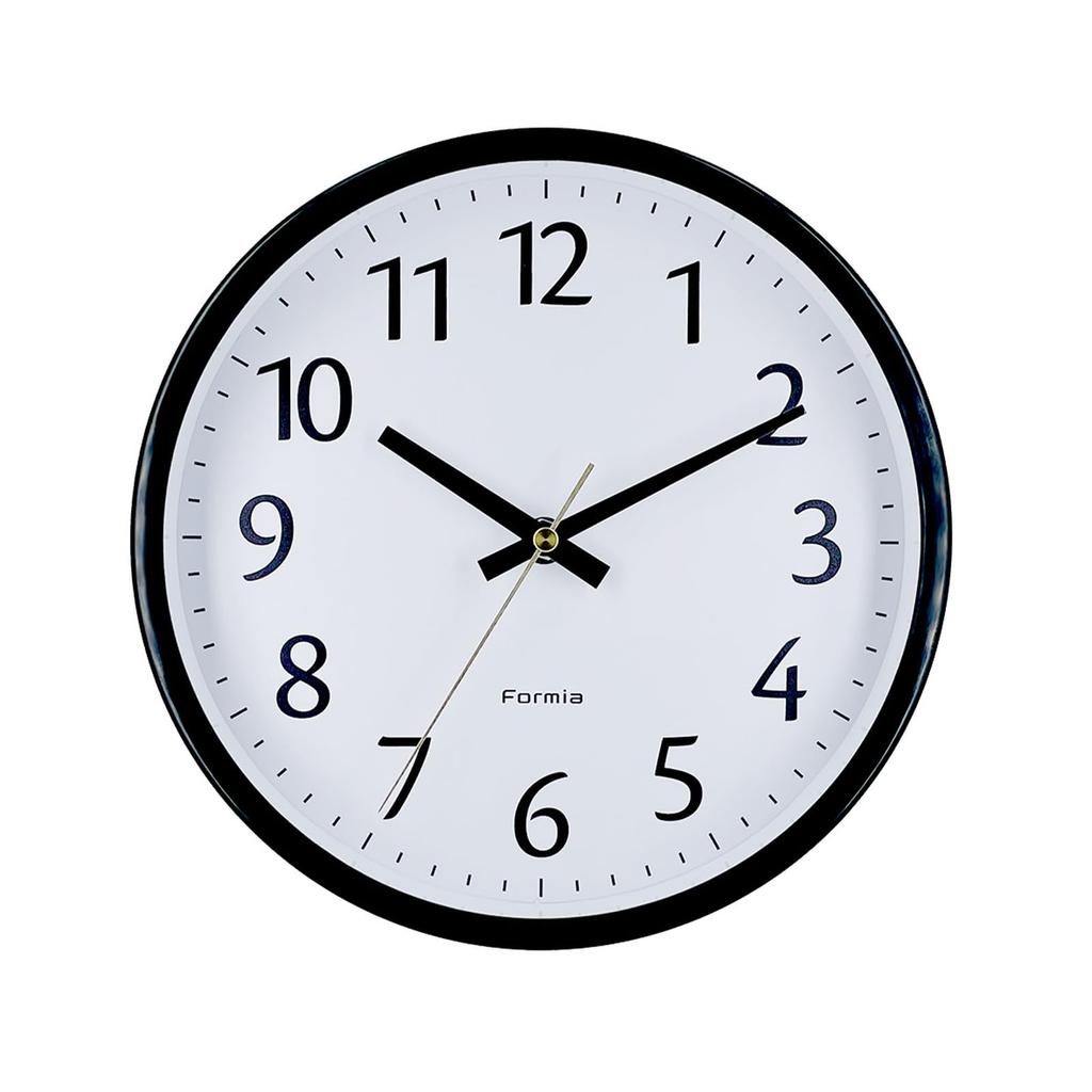 Formia Wall Suitable for Living Black X White Clock, Monotone, Easy-to-Read Dial, 22.8cm Diameter, Modern, Minimalist, Office, Room, Children's Room,