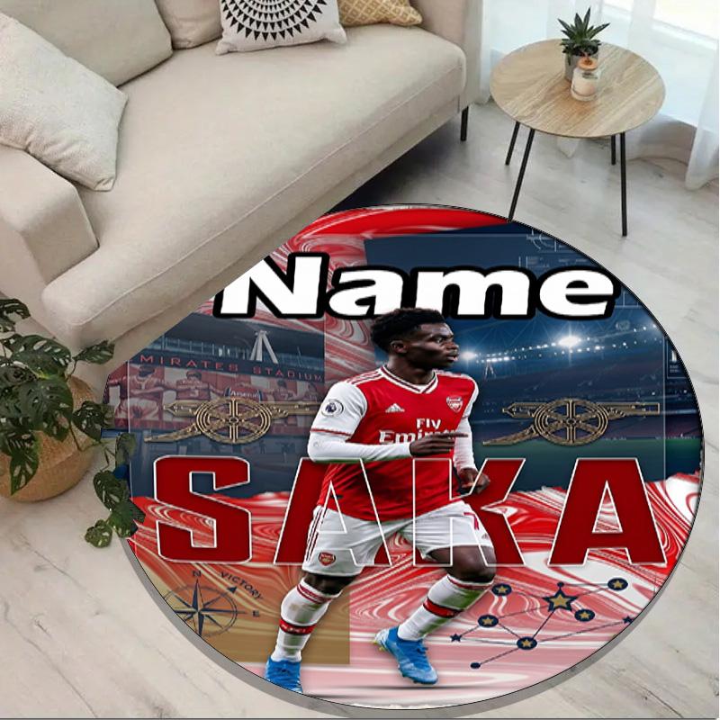 Benutzerdefinierter Name Personalisierter Arsenal F.C Druck Runder Teppich, Vielseitiger Heimdekorations-Teppich, für Spielzimmer, Wohnung, Balkon, Eingangsbereich, Flur Geschenk