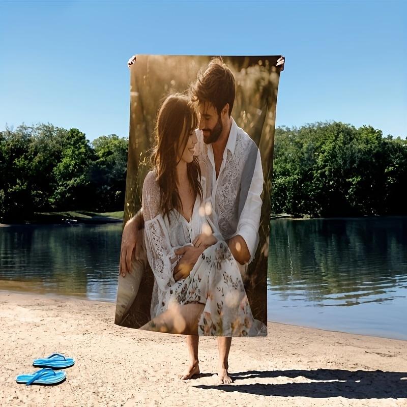 1pc Photo Towel - Beach & Bath Towel with Your Own Pictures, Premium Flannel, Quick-Dry & Absorbent